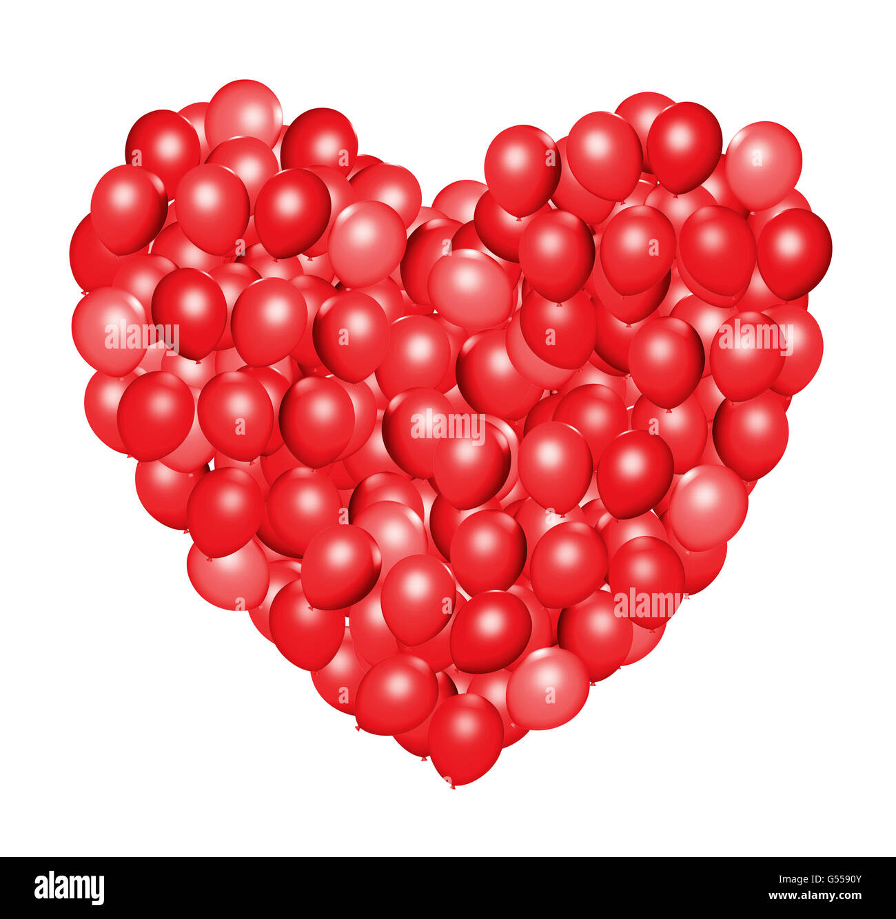 Heart shaped red balloons - 3d illustration Stock Photo - Alamy