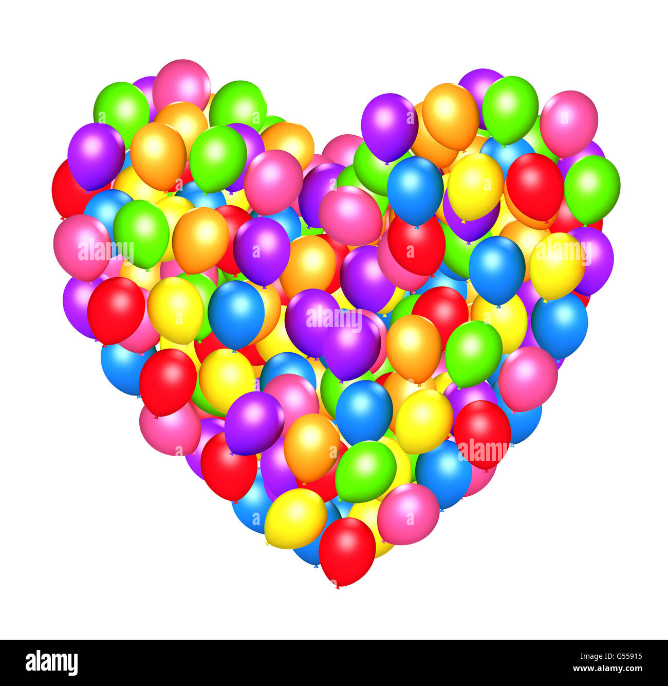 Heart shaped colorful balloons - 3d illustration Stock Photo - Alamy