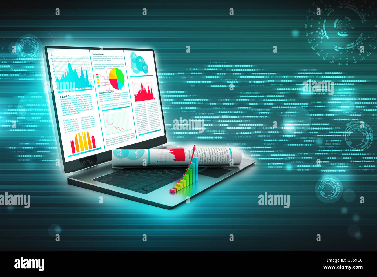 Laptop showing a financial report Stock Photo - Alamy