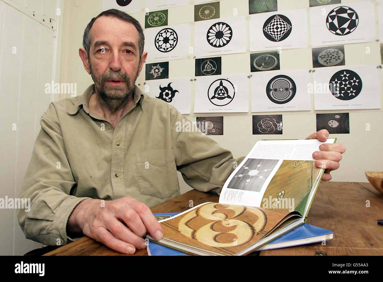 Crop circle expert Michael Glickman from Horton in Wiltshire, who claims the infamous markings are made by visiting aliens. His opinions conflict with those of Matthew Williams 29, who was convicted at Devizes Magistrate's Court of making crop circles. *... in an attempt to disprove Mr Glickman's theories. After creating and photographing an intricate seven pointed star in a Wiltshire field, Mr Williams e-mailed a picture to an american expert who then passed it to Mr Glickman. Williams claimed in court that Glickman then informed the police. Stock Photo