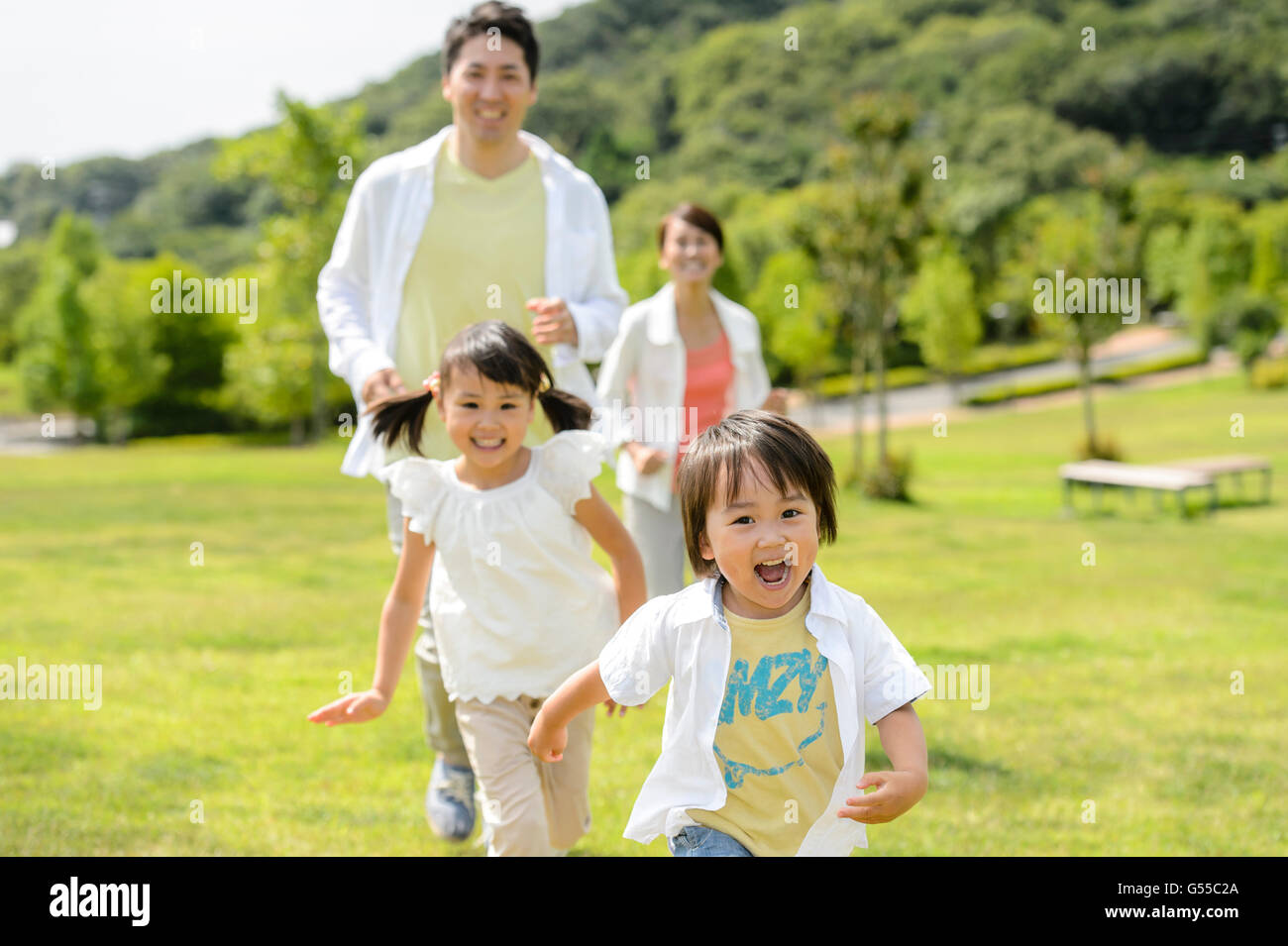 Japanese family at the park Stock Photo