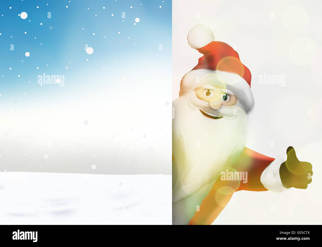 christmas santa claus thumbs up festive 3d render graphic image Stock Photo