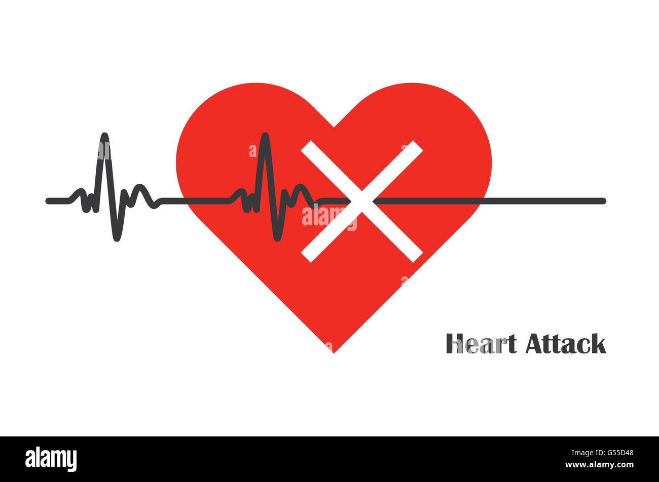 pulse rate stopped with massive heart attack medicine vector ilustration Stock Vector