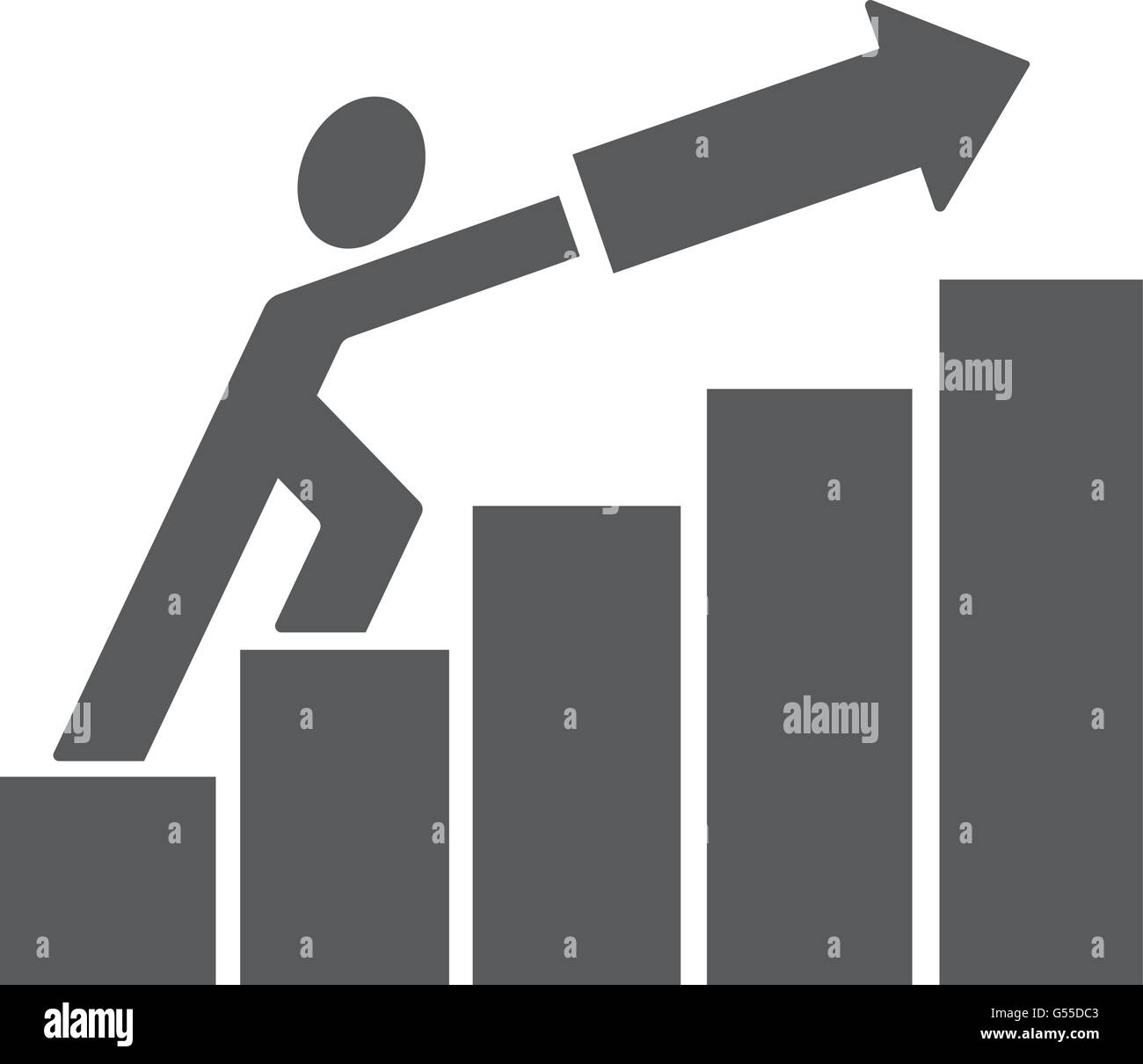 man pushing trend up business growing concept vector design Stock Vector