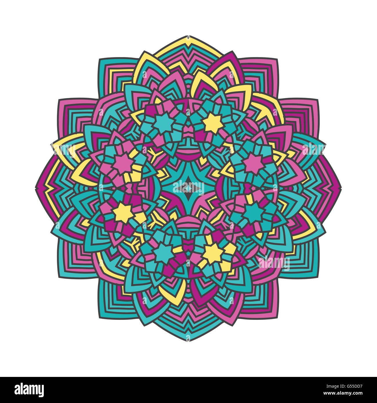 Abstract Color Flower Mandala Vector Illustration