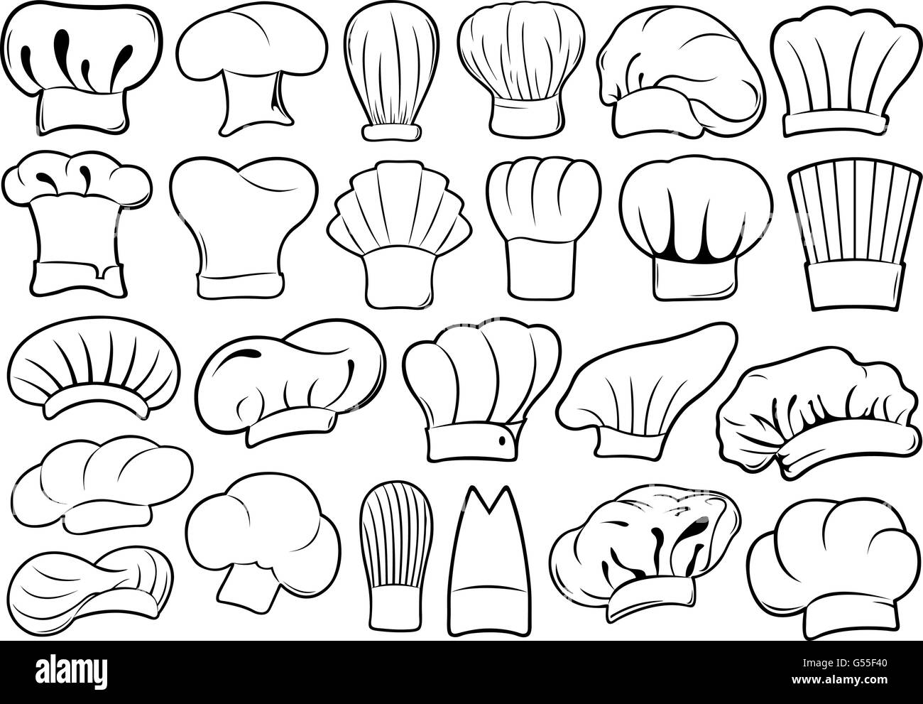 Set of different chef hats isolated on white Stock Vector Image & Art