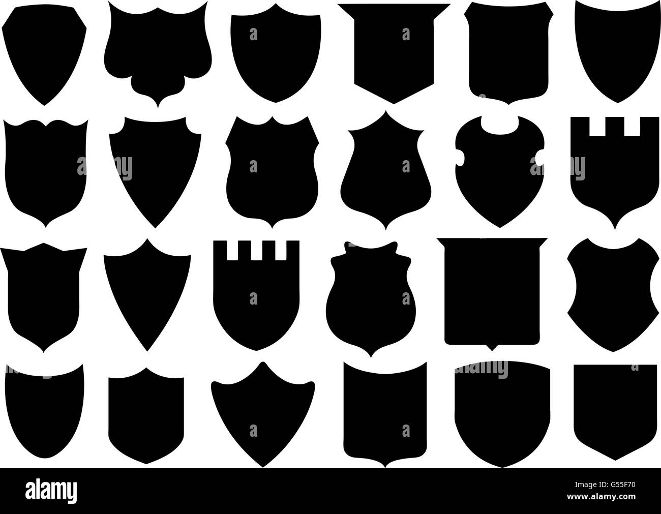 Set Of Different Shields isolated Stock Vector