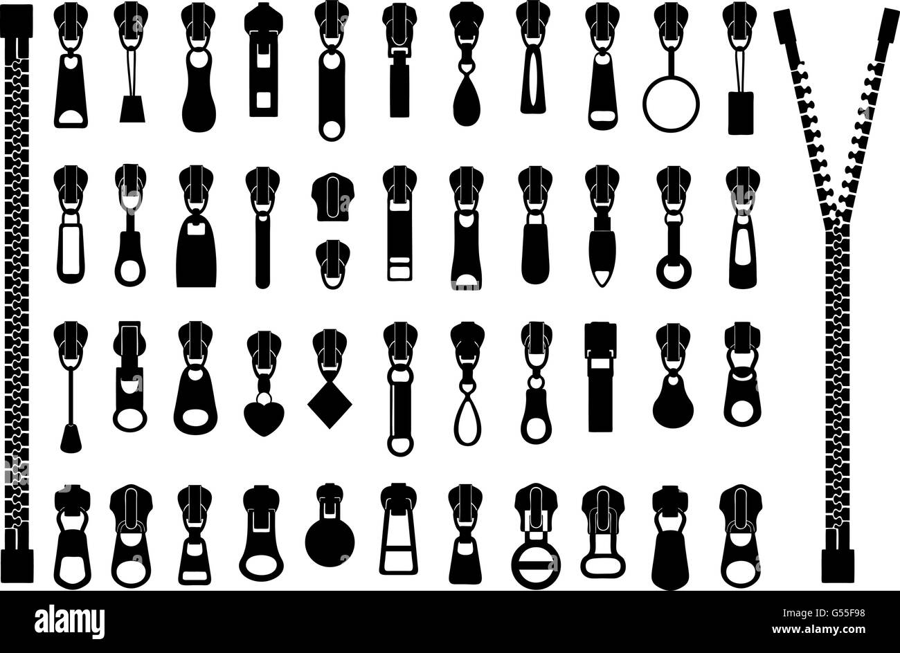 Set of different zippers Stock Vector Image & Art Alamy