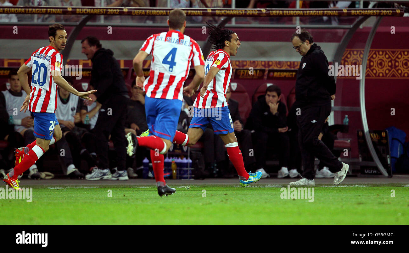 Atletico madrids falcao celebrates his first goal hi-res stock ...