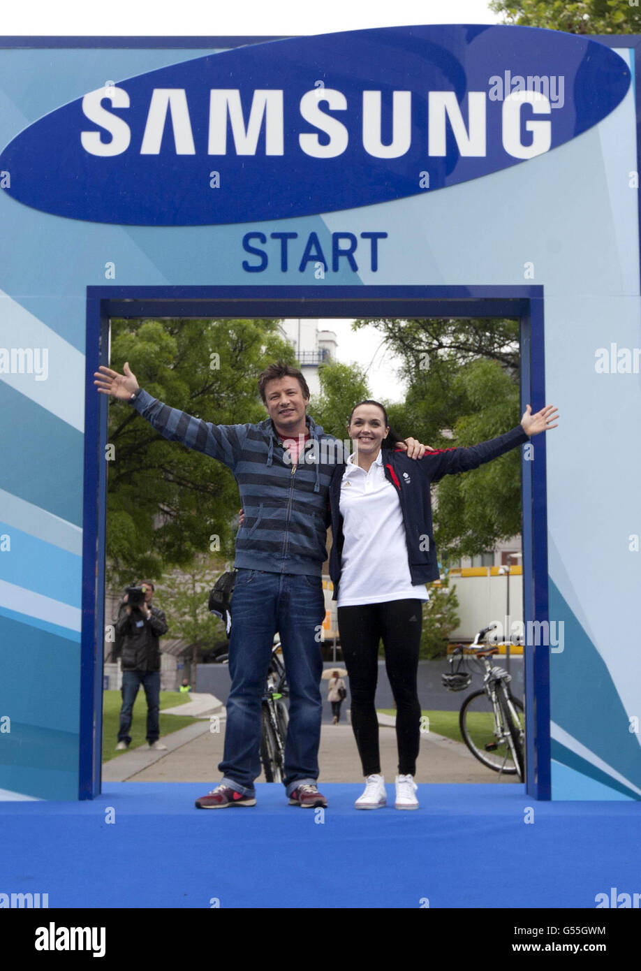 Jamie Oliver and Olympic hopeful Victoria Pendleton launch the Samsung