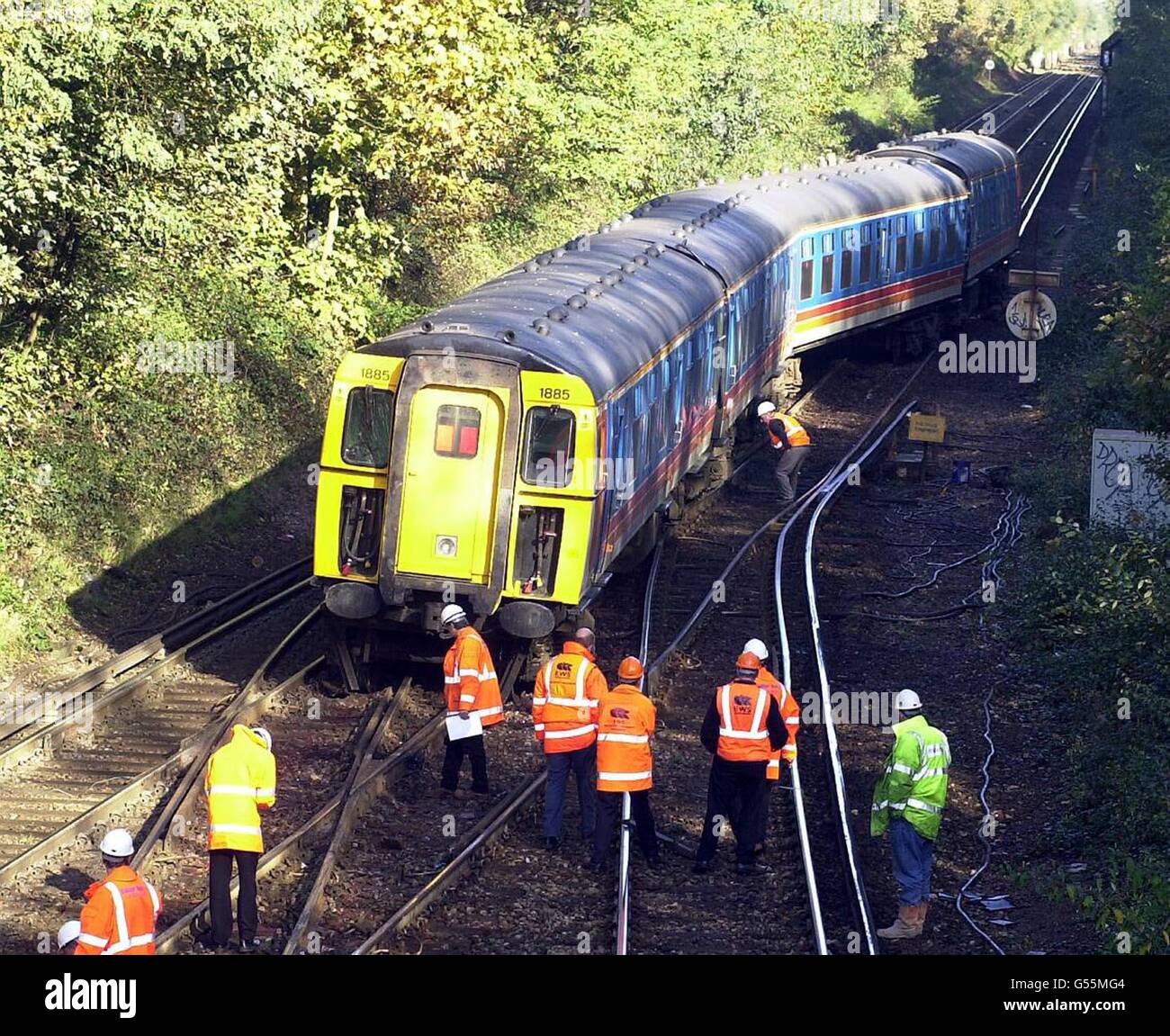 Virginia Water train derailment Stock Photo Alamy