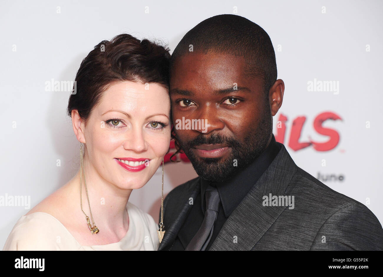 Jessica and David Oyelowo (right) arriving at the gala screening of Red Tails at the Mayfair Hotel, London. Stock Photo