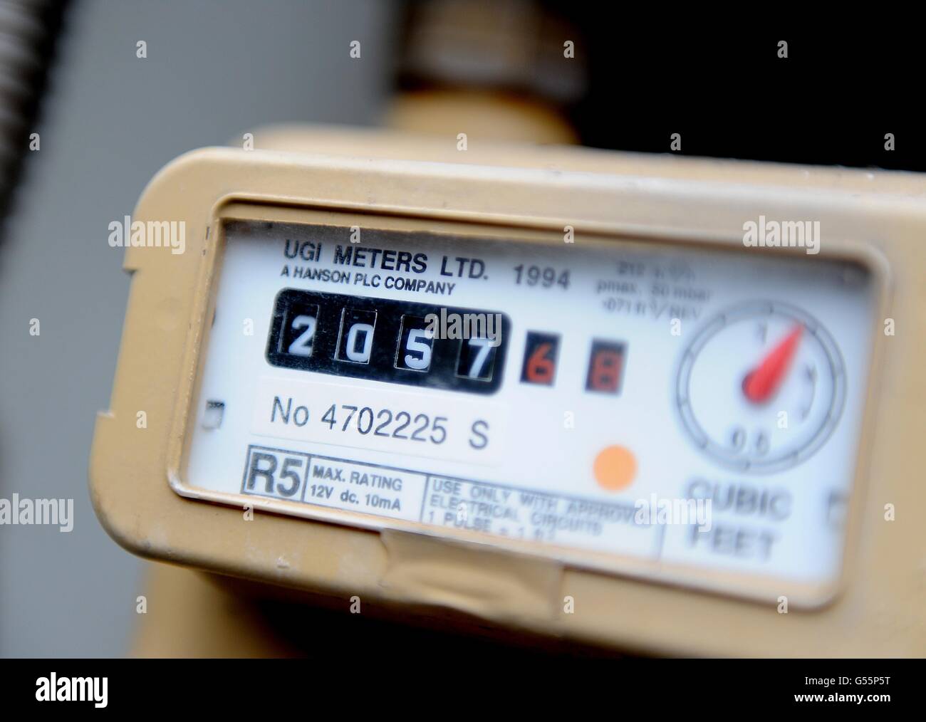 Domestic energy stock. A reading on a domestic household gas meter. Stock Photo
