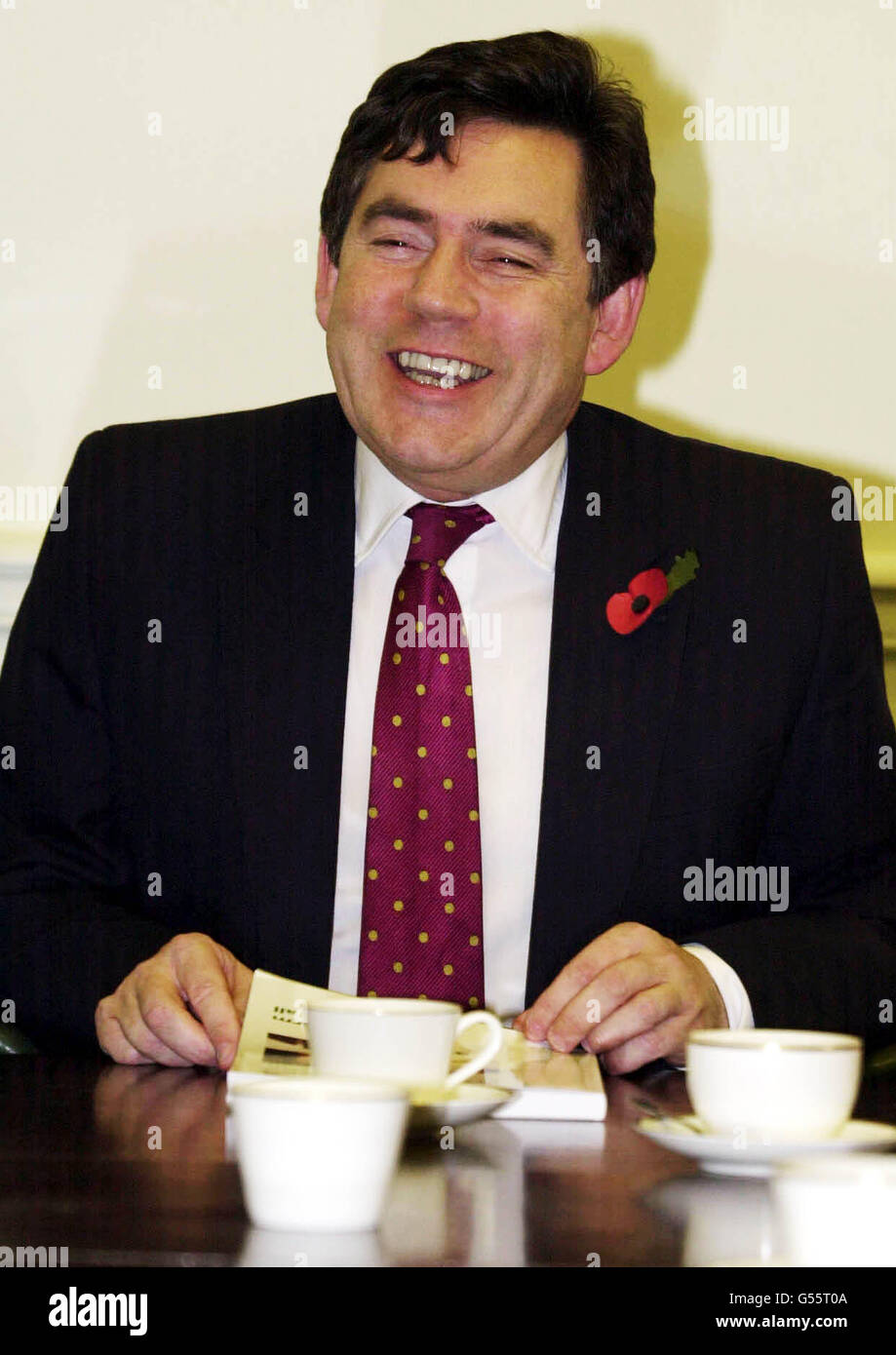 Chancellor of the Exchequer Gordon Brown at the Treasury ahead of his pre-budget statement to the House of Commons. He is widely expected to announce a freeze on fuel duty and other concessions for hauliers, along with a 5-a-week increase for single pensioners. *...But he was also aiming, in his pre-Budget statement to MPs, to avoid any hint of a spending spree which could lead to a damaging rise in interest and mortgage rates. Mr Brown was presenting his eagerly awaited statement to fellow Cabinet ministers in Downing Street, before delivering it to MPs in the Commons. Stock Photo