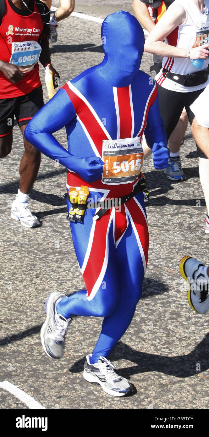 A run in fancy dress runner takes part during the Edinburgh Marathon Stock Photo Alamy