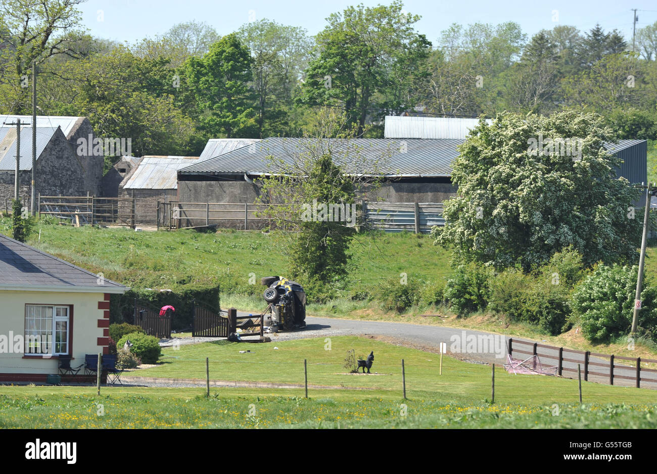 The scene in Co Cavan where two spectators have been killed and several others injured at a rally race in Ireland. Stock Photo
