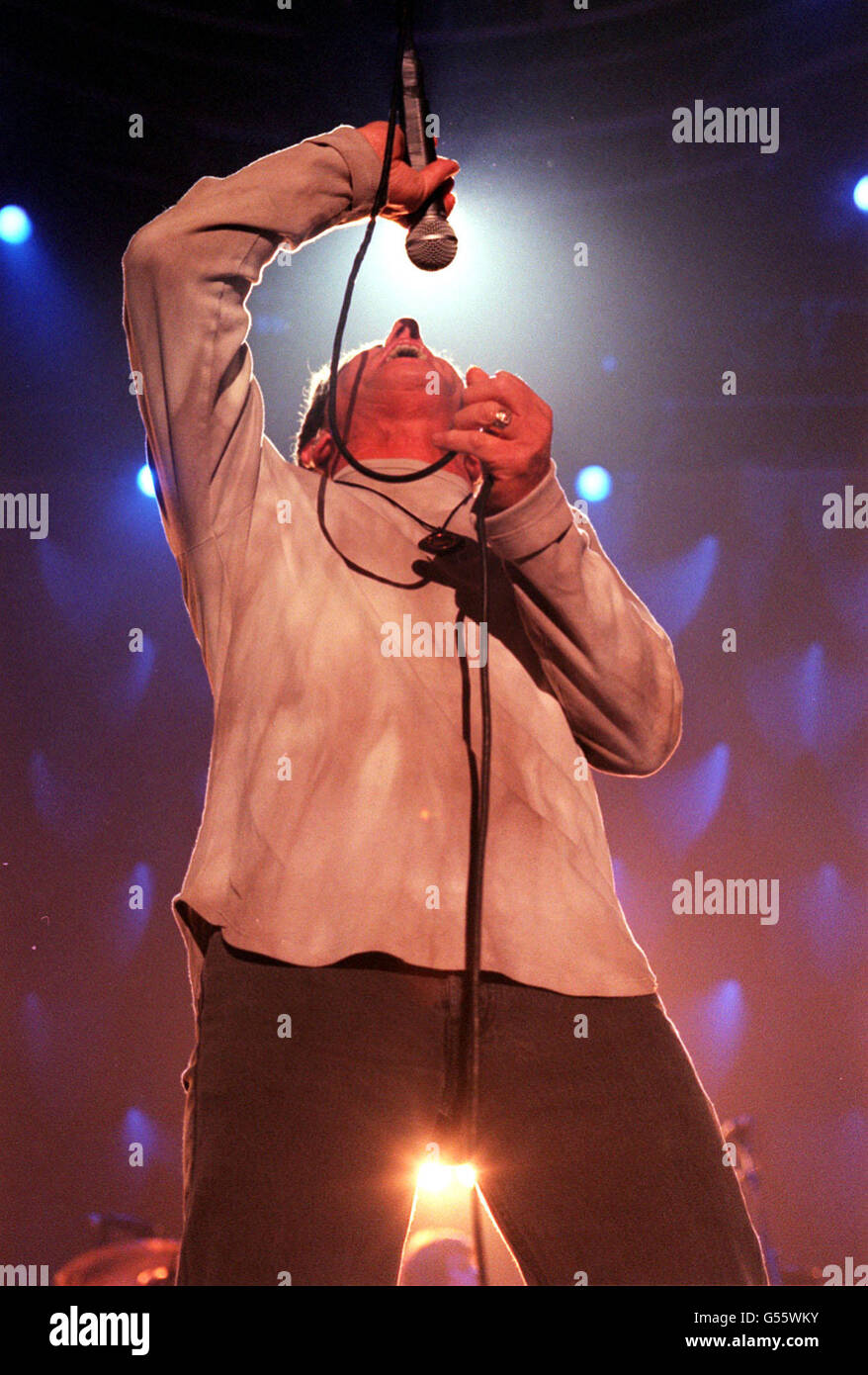 Roger Daltrey, lead singer of veteran rock band The Who, performing on