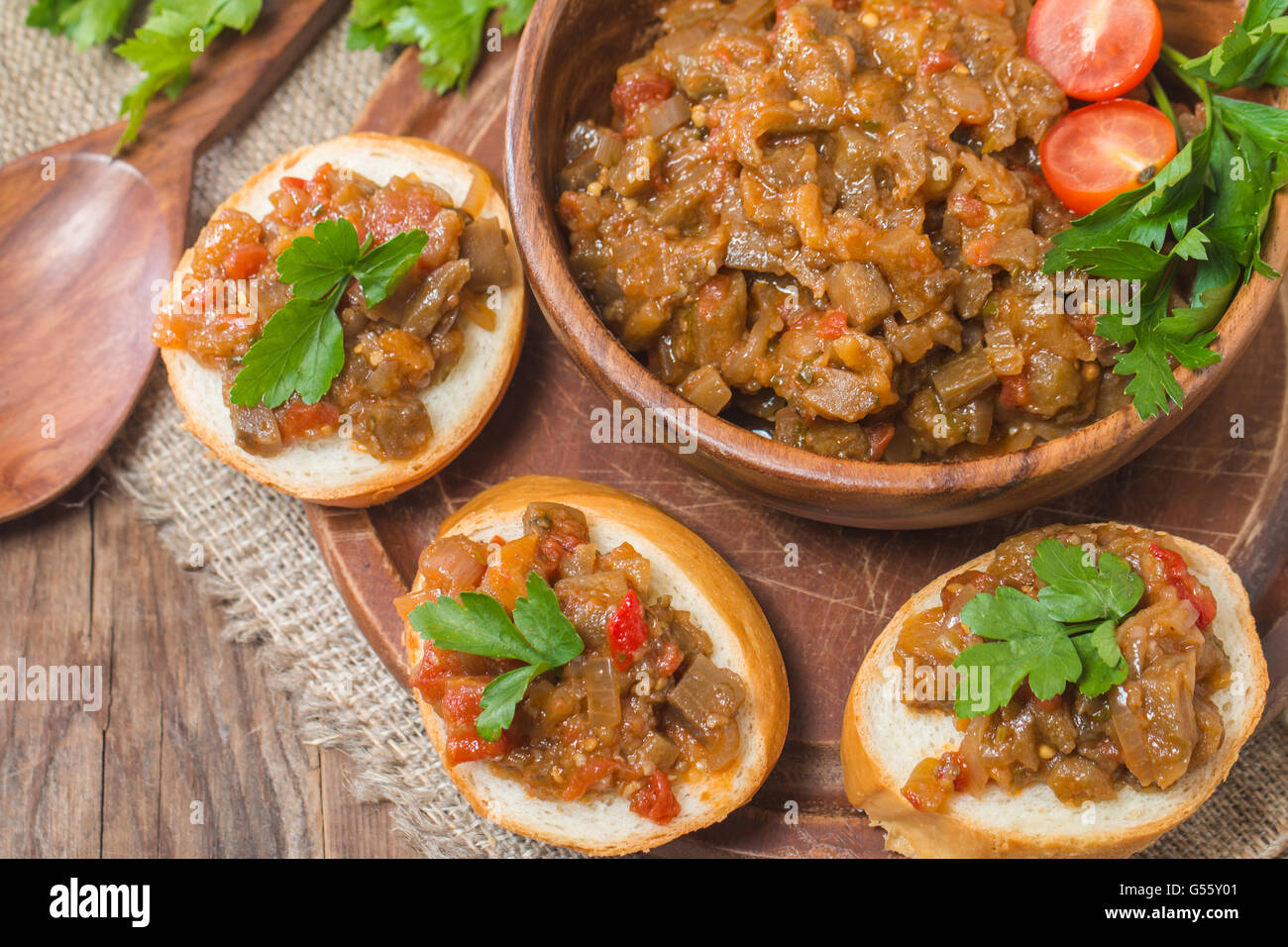 eggplant caviar top view Stock Photo Alamy