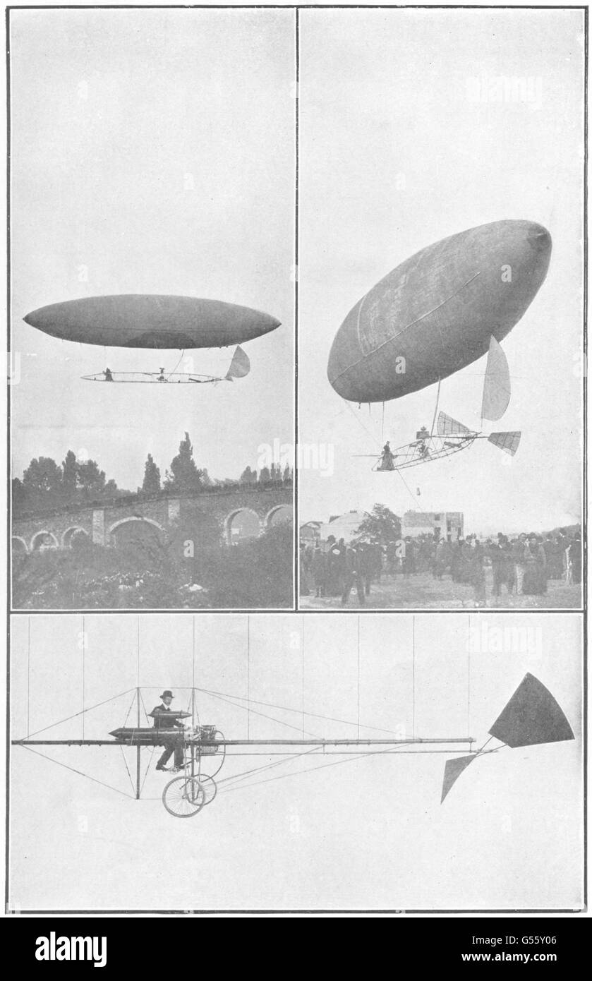 SANTOS DUMONT: Aerostatic Park prize;Dirigible Balloon Longchamps July 12th 1907 Stock Photo