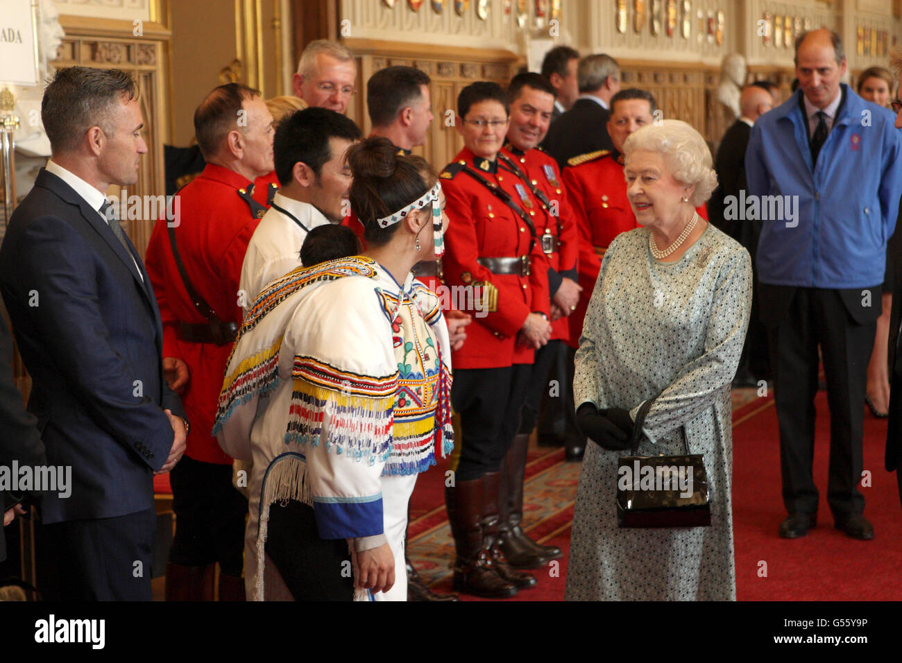 Queen Elizabeth II meets Inuit throat singer Celina Kalluk with her six