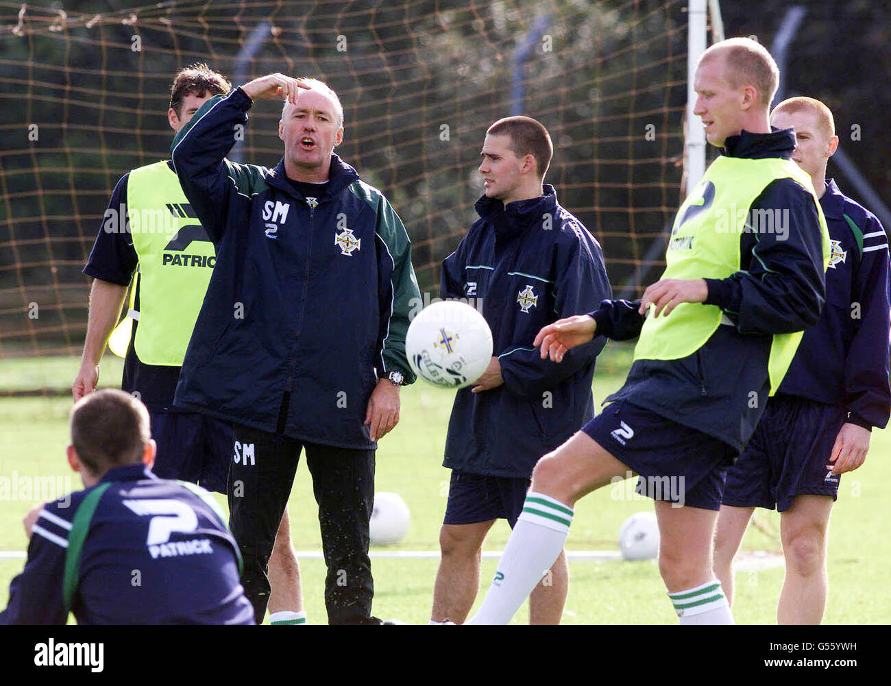 Northern Manager Sammy McIlroy, left, taking a training session with his team in Belfast, ahead of their World Cup qualifying match against Denmark in Belfast on Saturday October 7. Stock Photo