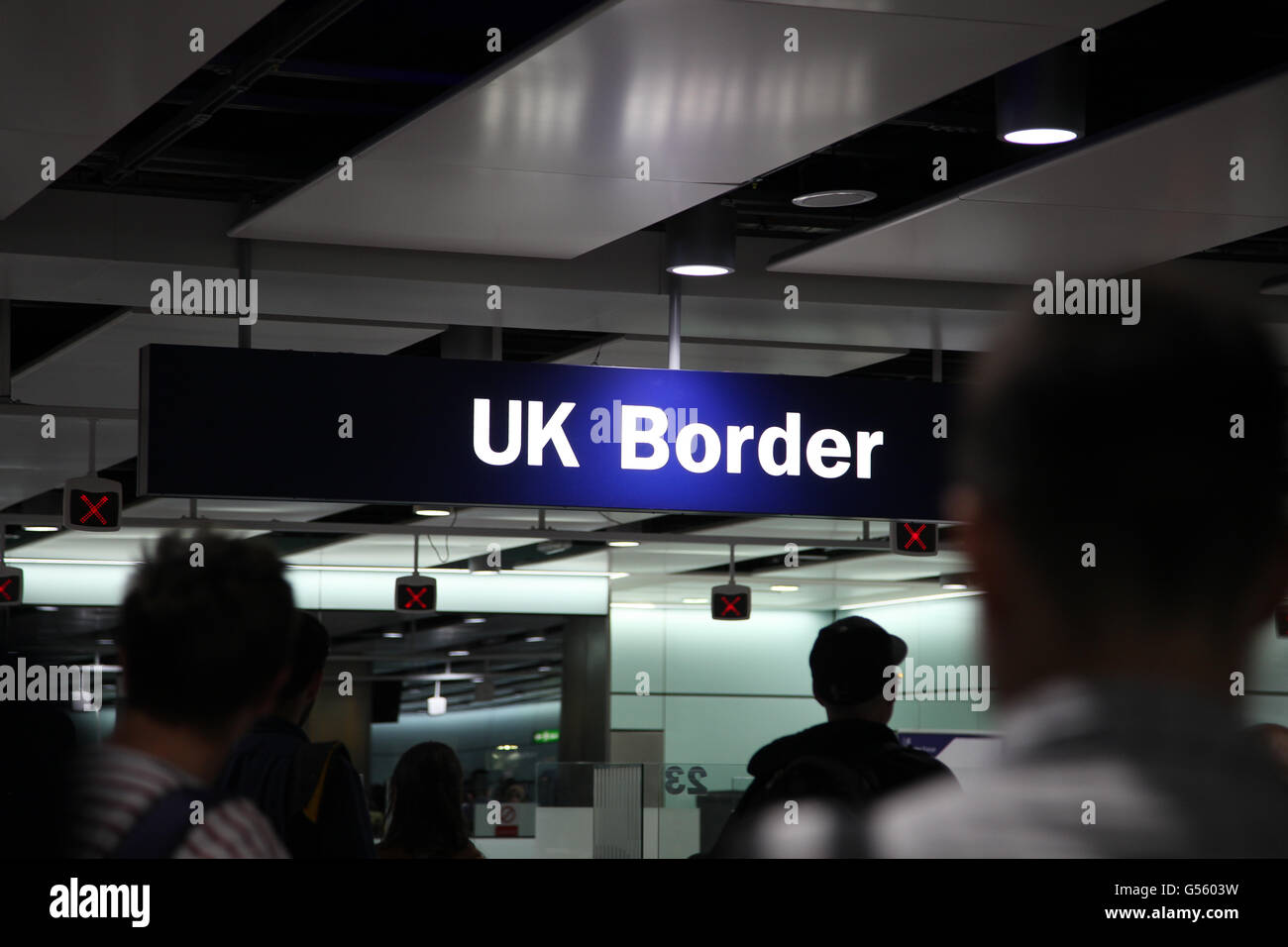 UK border controls at Heathrow Terminal 3 Stock Photo