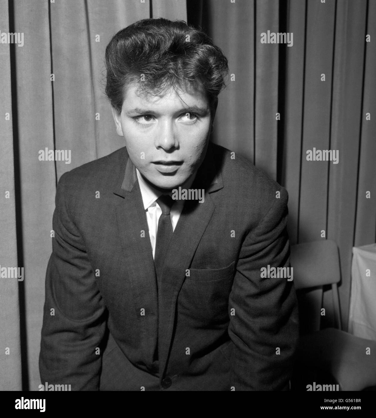Pop singer Cliff Richard at EMI House, Manchester Square, London, where he received a Silver Disc, awarded for his record 'I Love You'. Stock Photo