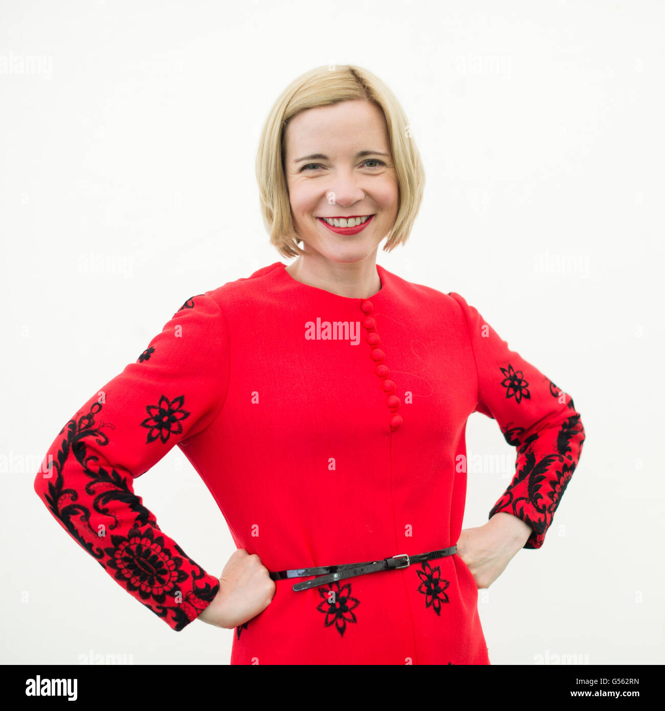 Lucy Worsley, historian, author, curator and television presenter.. The Hay Festival of Literature and the Arts, Hay on Wye, Powys, Wales UK, June 01 2016 Stock Photo