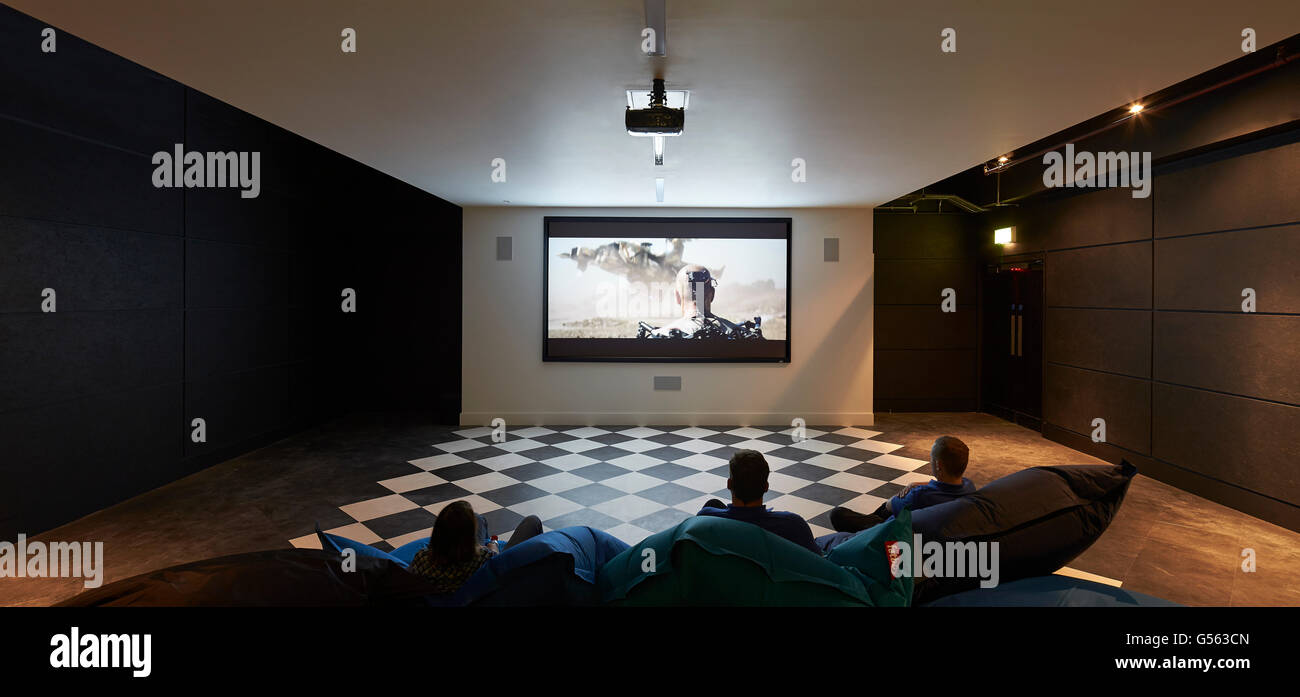 Communal TV room. Spring Mews, London, United Kingdom. Architect: The Manser Practice, 2015. Stock Photo