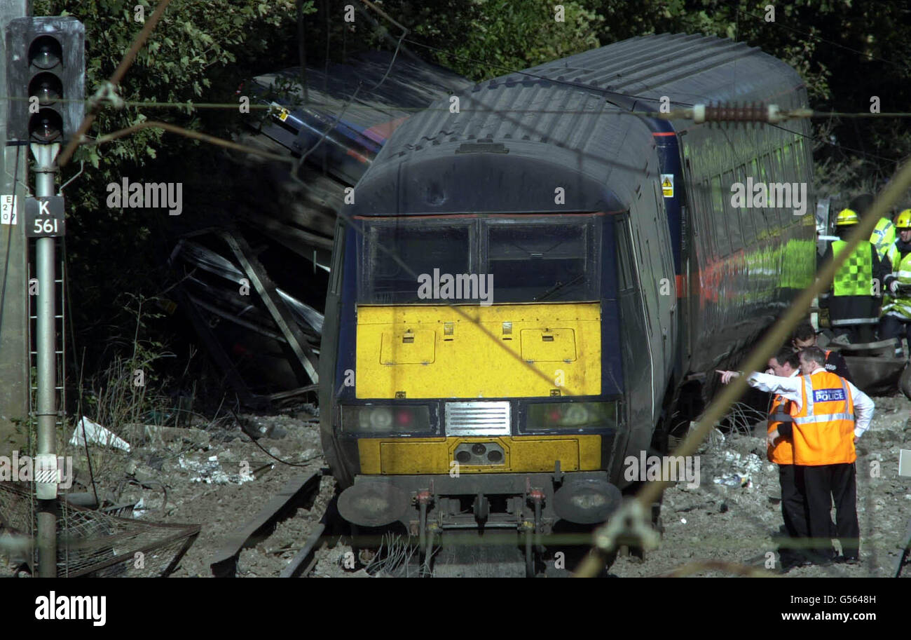 The scene near Hatfield in Hertfordshire after a high speed train