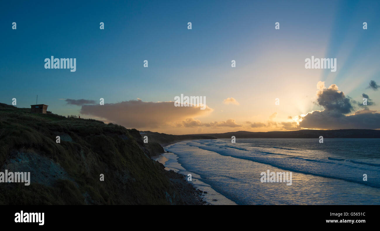 Sunset Gwithian Towans Hayle Stock Photo Alamy
