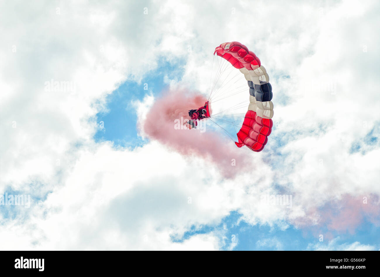 The British Army's Parachute Regiment display team the Red Devils performing at the Three Counties Show Stock Photo