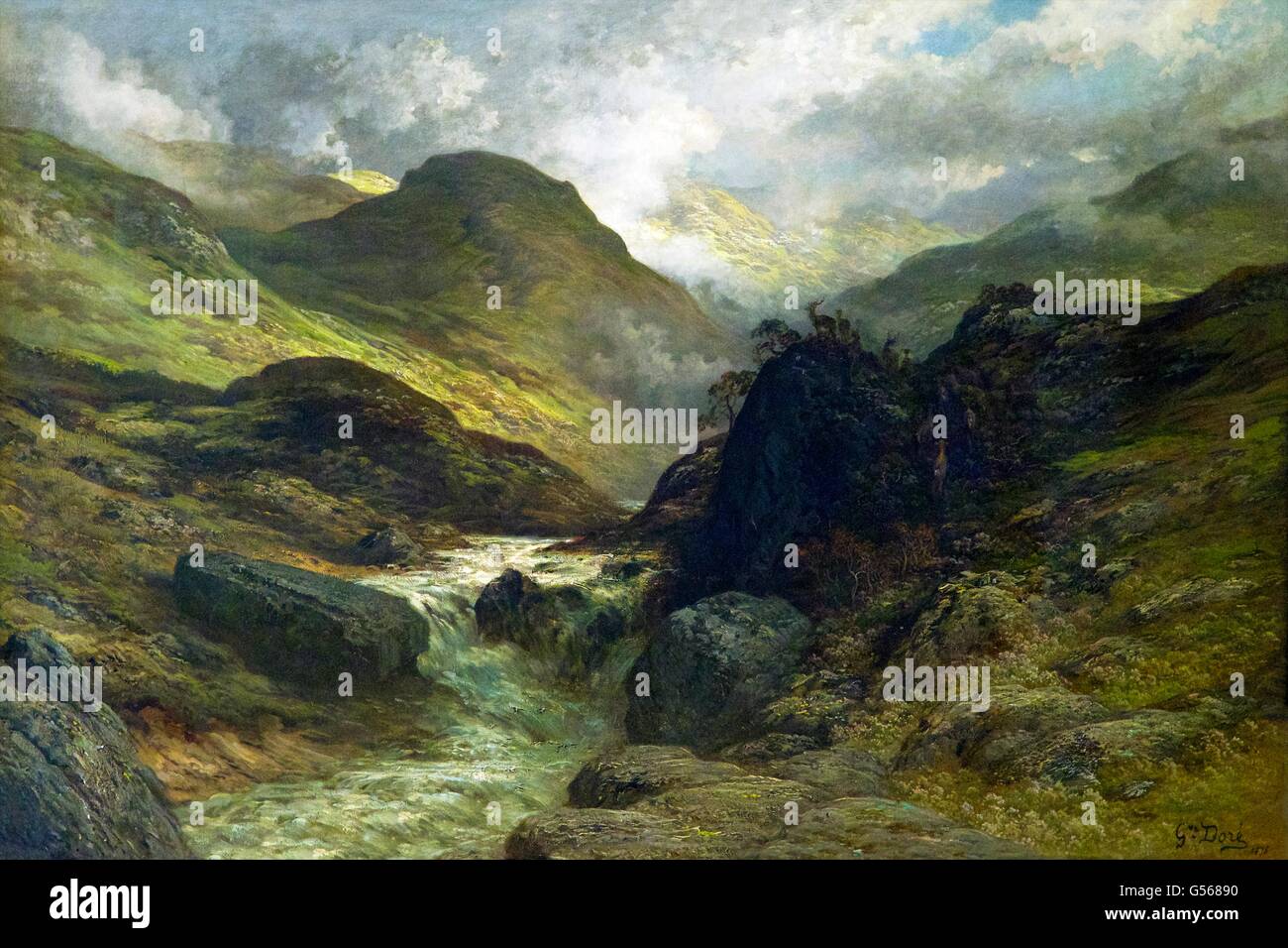 Ravine in the Mountains, by Gustave Dore, 1878, State Hermitage Museum, Saint Petersburg, Russia Stock Photo