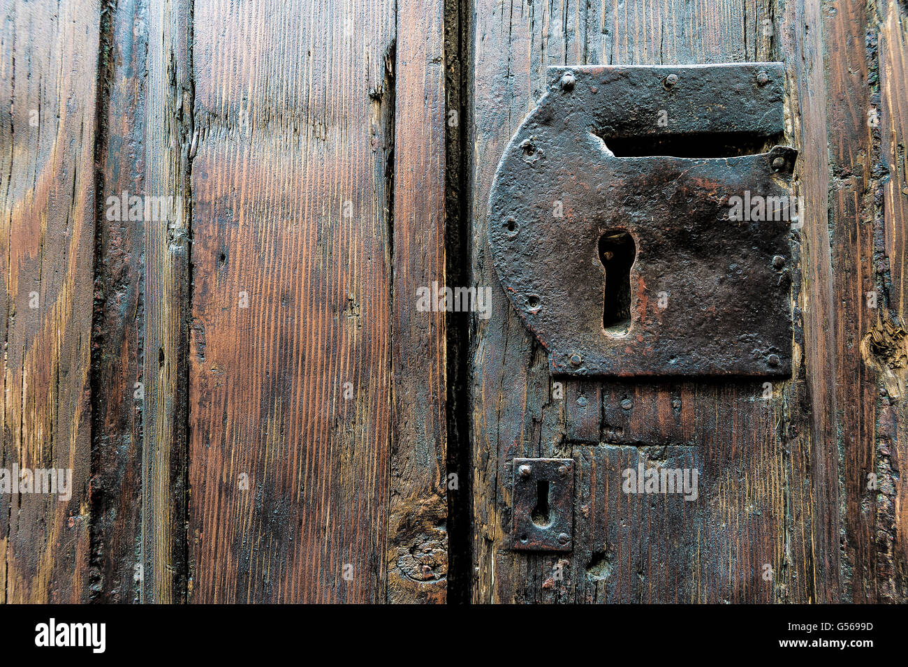 Old Wooden Door And Iron Keyhole Stock Photo 106474521 Alamy