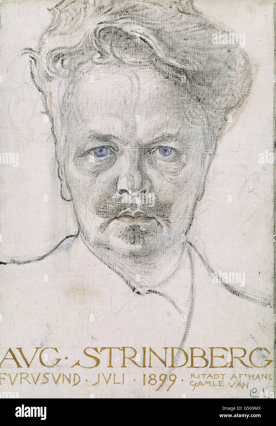Carl Larsson - The author August Strindberg Stock Photo