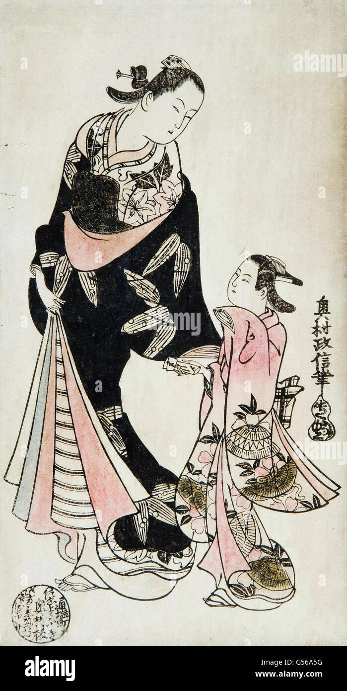 Okumura Masanobu - Woodcut Stock Photo