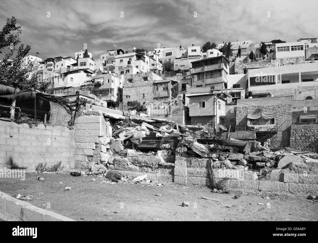 Silwan, a Palestinian undeveloped part of Jerusalem, south of Old City. Stock Photo