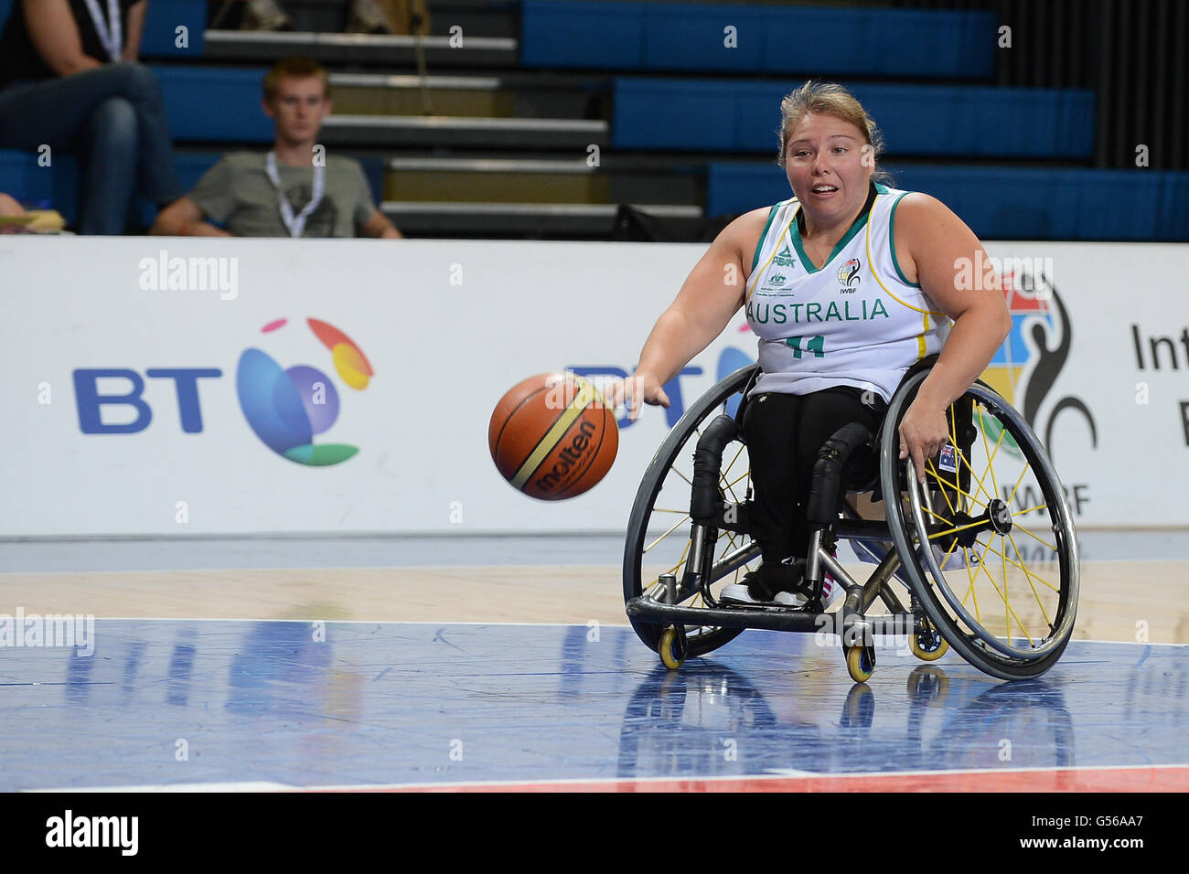 Australia's Kylie Gauci in action during the wheelchair basketball game against Great Britain Stock Photo