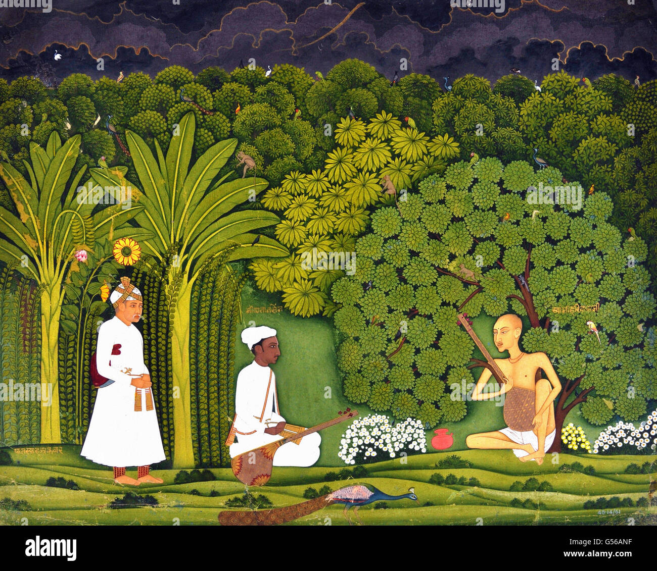 Swami Haridasa with Tansen and Akbar at Vrindavana Stock Photo