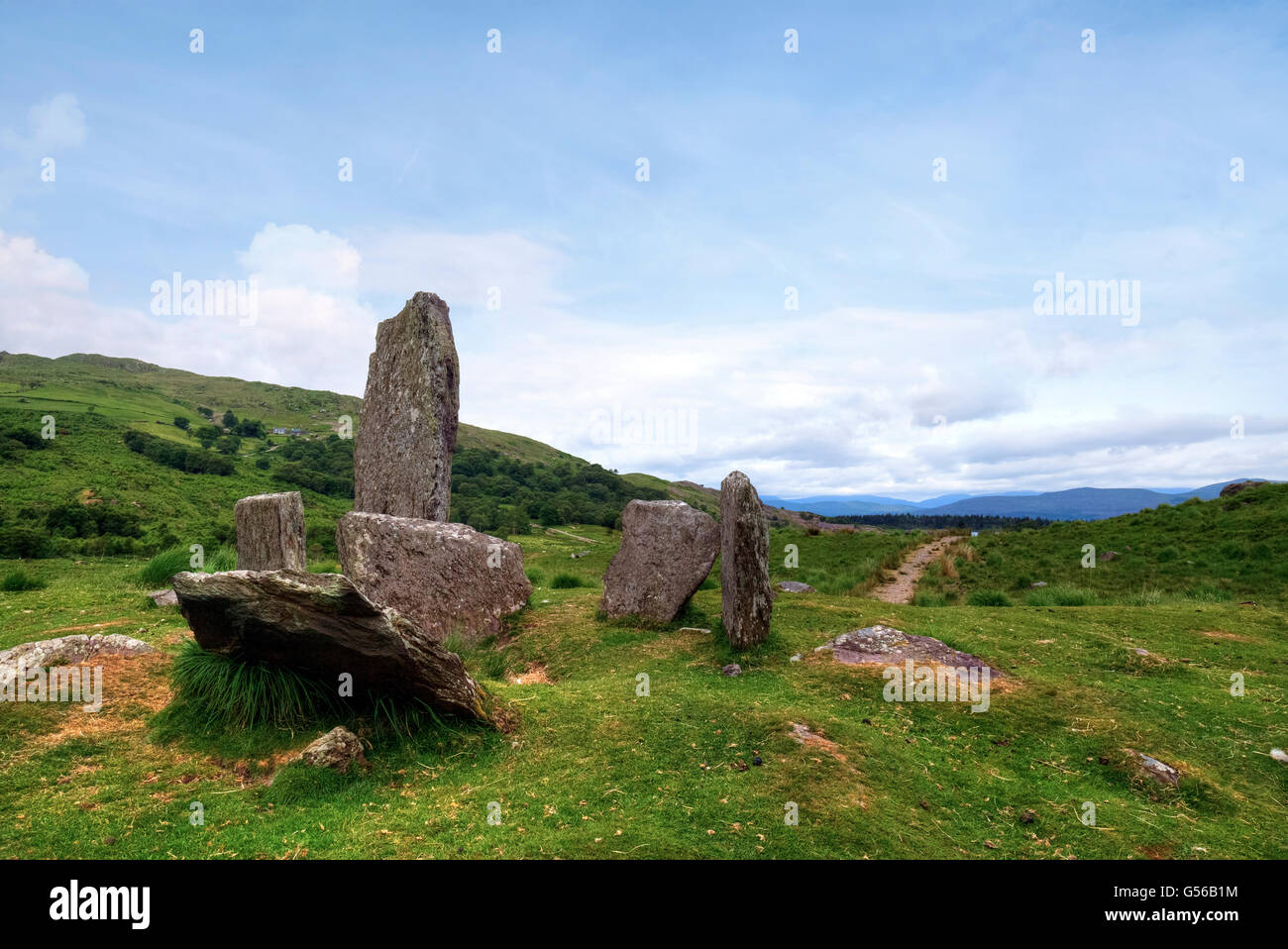 Uragh Stone Circle, Loch Inchiquin, Beara Peninsula; County Kerry; Ireland; Stock Photo