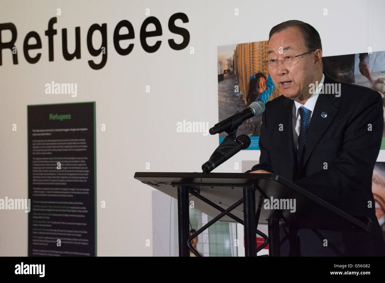 New York, USA. 20th June 2016. UN Secretary-General Ban Ki-moon speaks ...