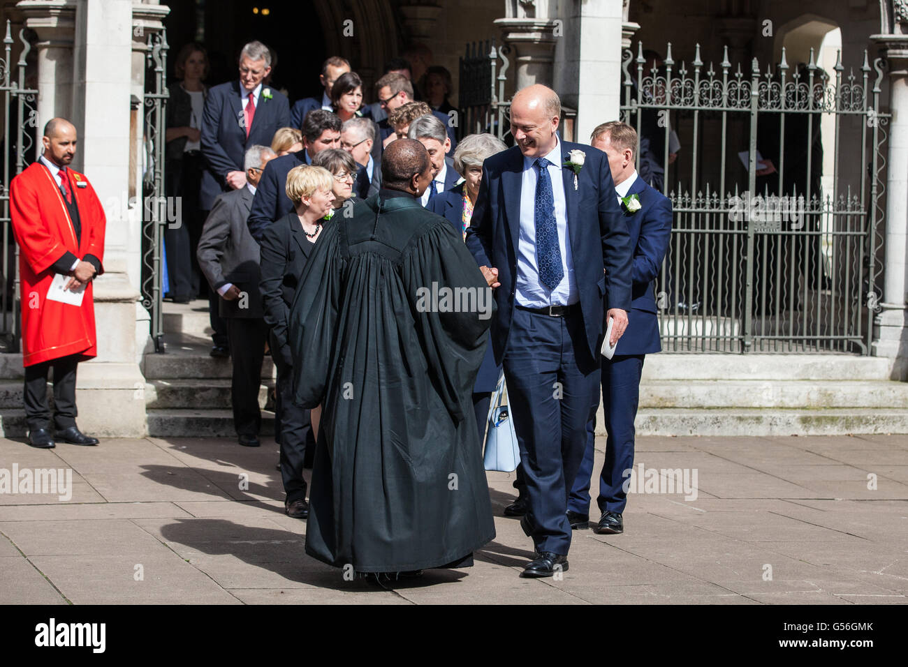 London, UK. 20th June, 2016. The Leader of the House of Commons Chris Grayling leaves St Margarets Church in Westminster, following a special service in memory of Jo Cox. Jo Cox was killed in her constituency of Batley and Spen on 16th June. Credit:  Mark Kerrison/Alamy Live News Stock Photo