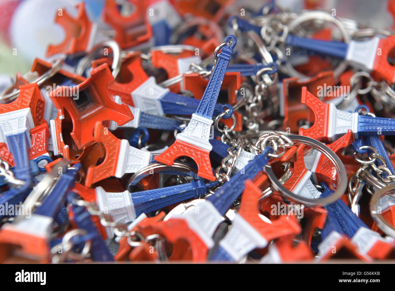 Paris, France. 21st June, 2016. Key fob of Eiffel Tower are seen before ...