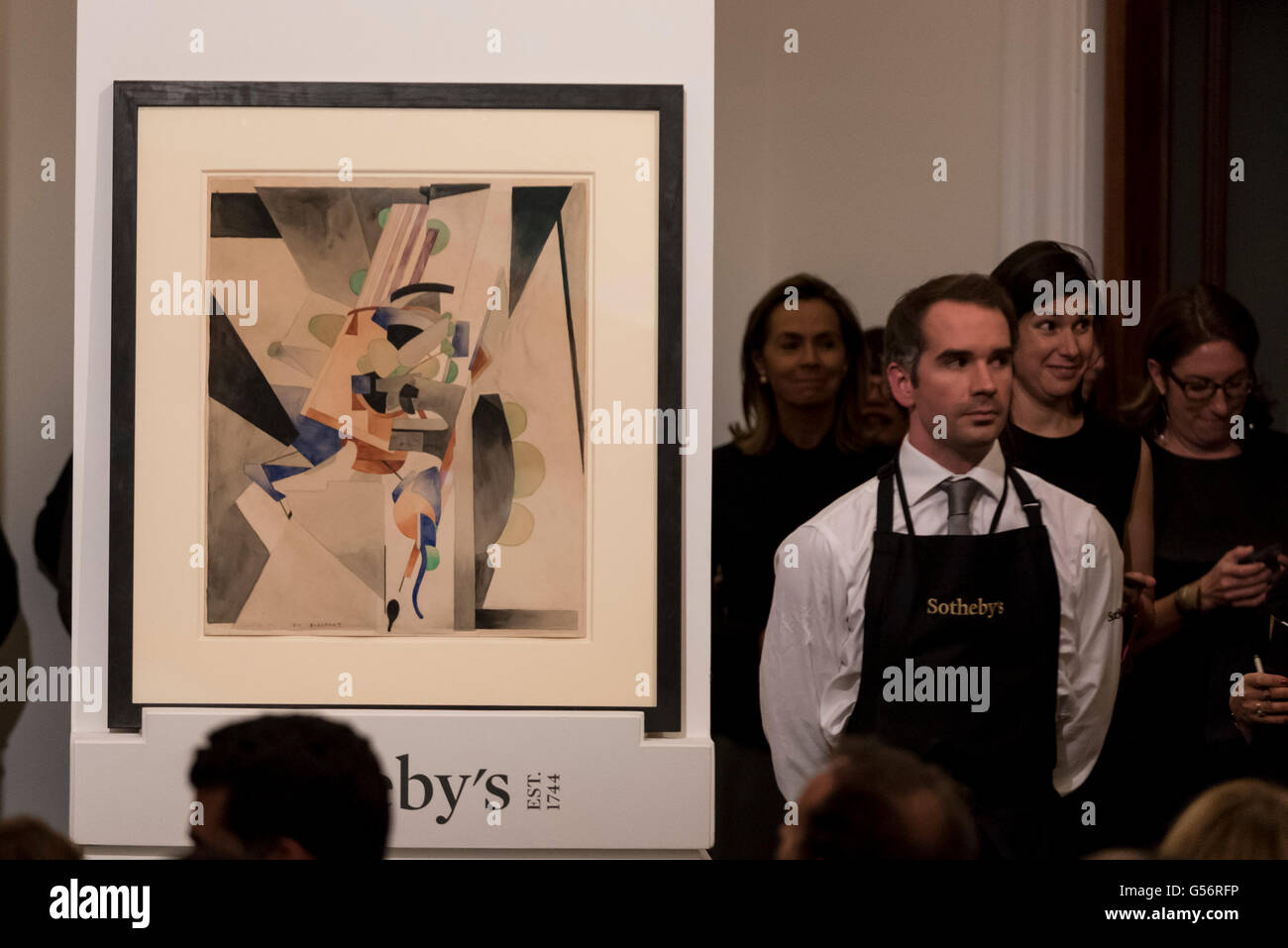 London, UK.  21 June 2016. 'En Badinant' by Francis Picabia sold for a hammer price of GBP0.65m (est. GBP0.5-0.7m) at Sotheby's Impressionist and Modern Art evening sale in New Bond Street.  Credit:  Stephen Chung / Alamy Live News Stock Photo