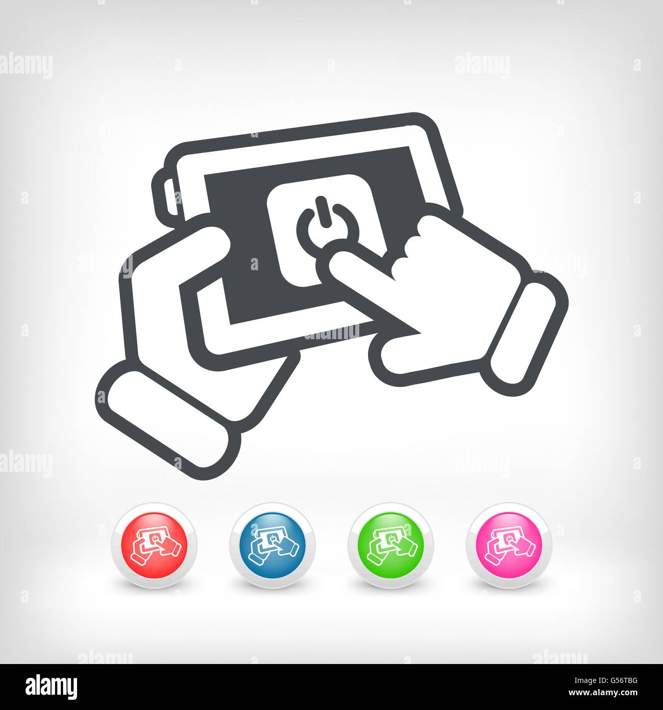Finger on power button of computer Stock Vector Images - Alamy