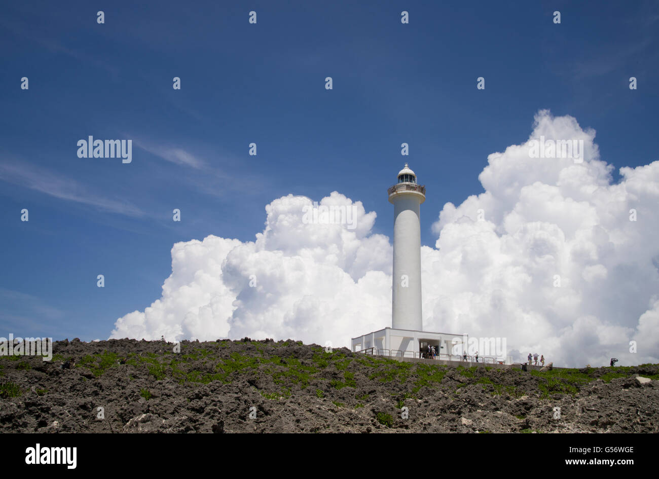 Cape Zanpa Lighthouse, Okinawa, Japan Stock Photo