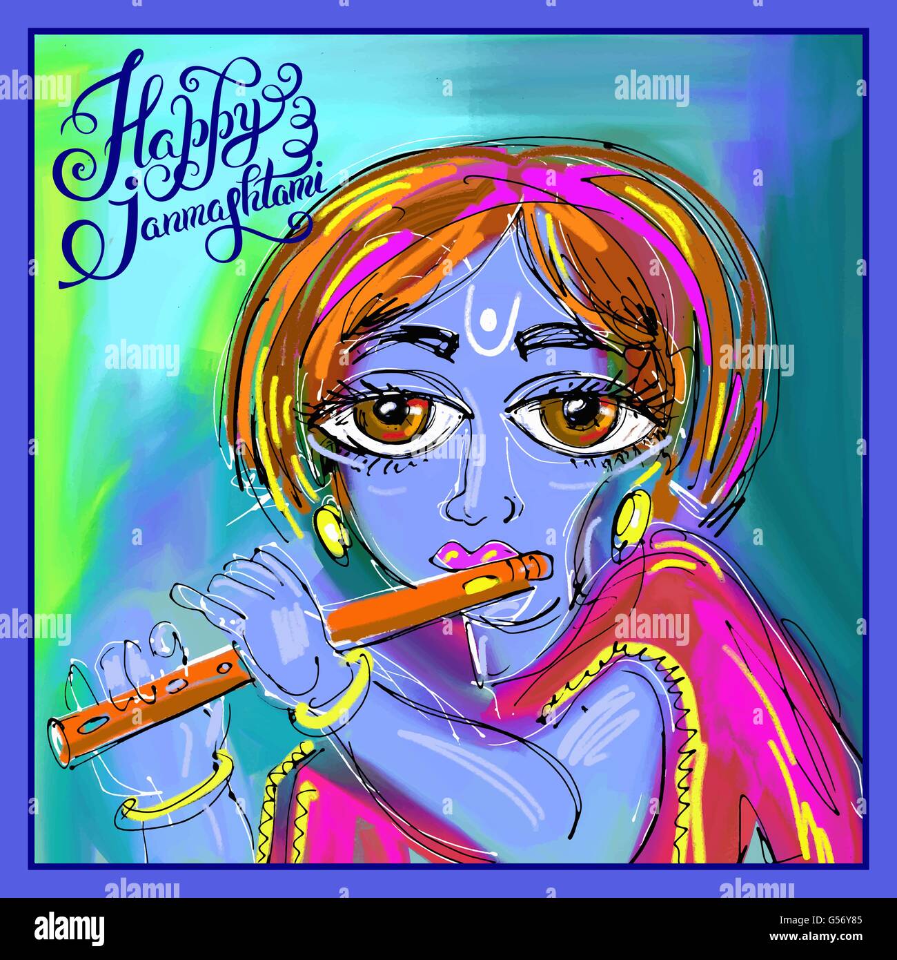 happy krishna janmashtami digital painting poster for indian tra Stock  Vector Image & Art - Alamy