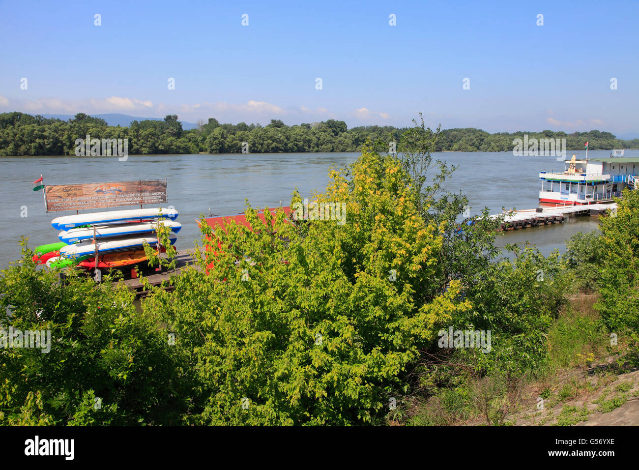 Hungary Vác Vac Danube River Ferry Pier landscape Stock Photo