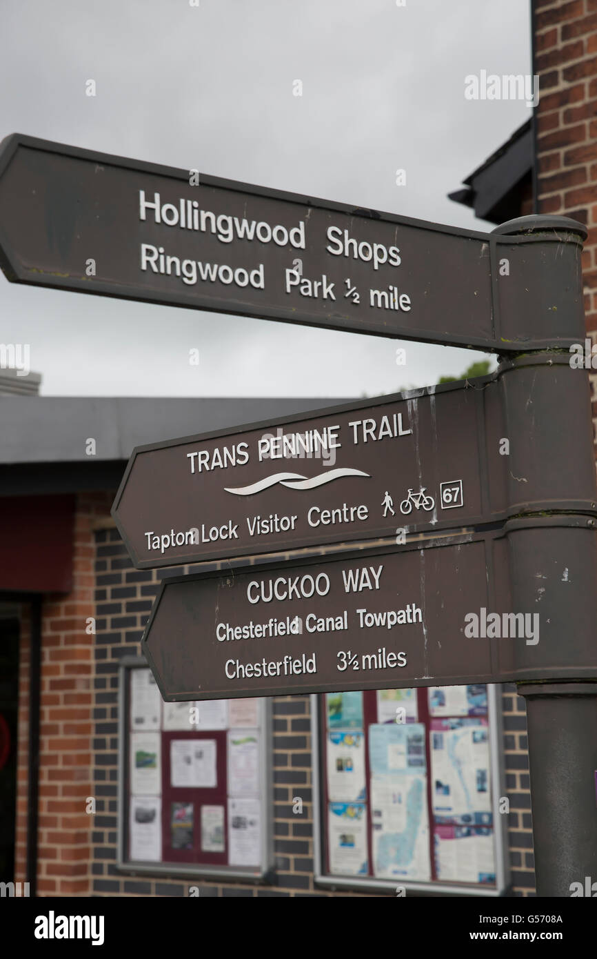 Chesterfield Canal sign in Hollingwood Stock Photo Alamy