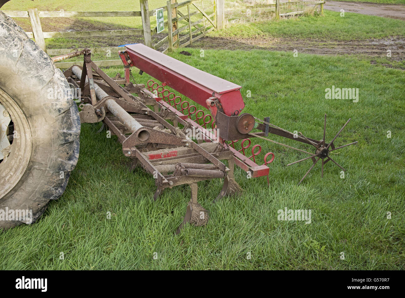 Ferguson cultivator with Massey Ferguson seed box attached, used to